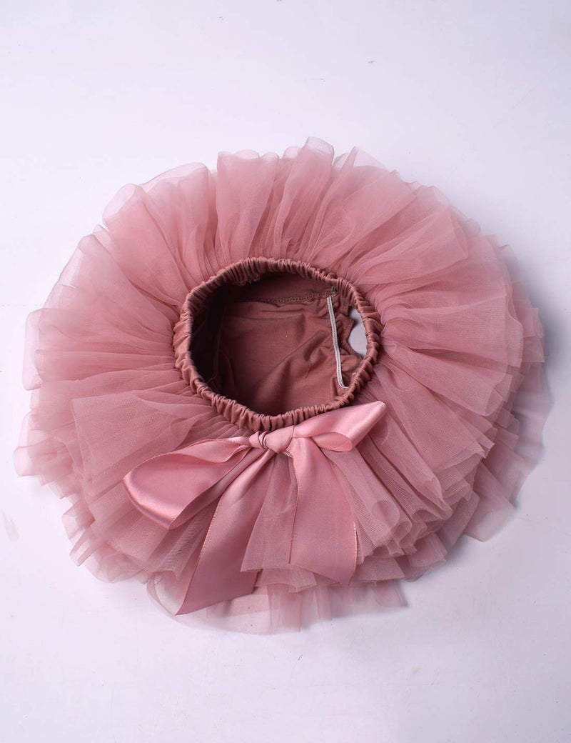 Tutu.kk Baby Girls Tutu Skirt with Diaper Cover Cotton Tulle Bloomers and Headband Sets Bean Sand 6-12 Months - Image 2